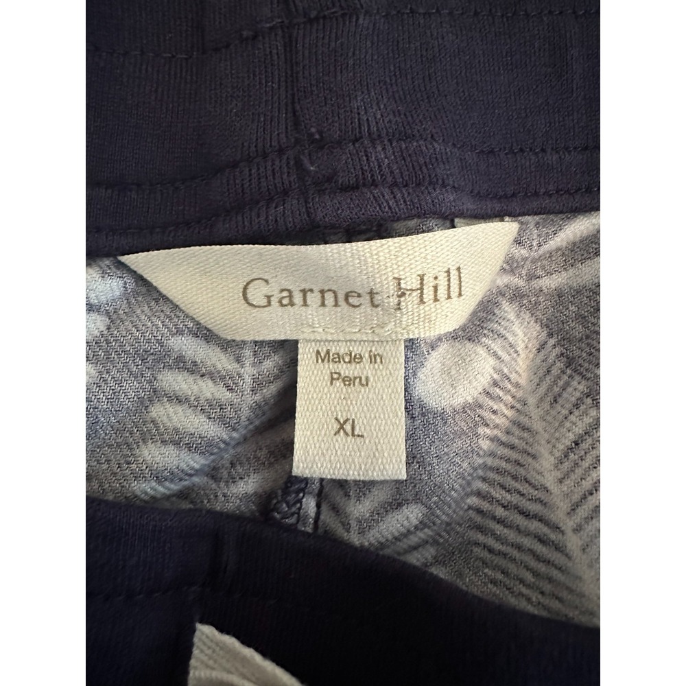 Garnet Hill XL Pajama Pants Organic Pima Cotton Navy Fern Lounge Joggers Pull On - Picture 3 of 6